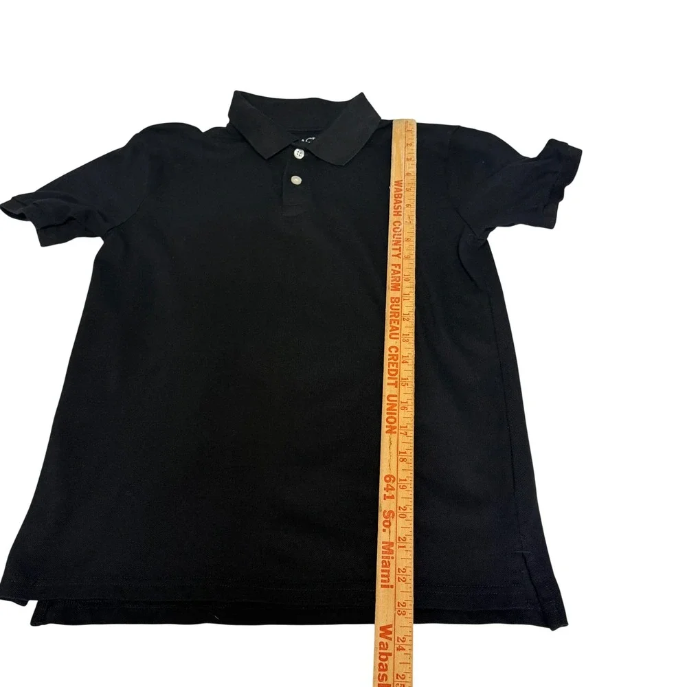 The Childrens Place Kids XL 14 Black Short Sleeve Pique Polo Shirt 100% Cotton